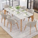 Ver imagem 2 de Kit 06 Cadeiras de Jantar e Estar Living Estofada Mia L02 Bouclê Creme - Lyam Decor