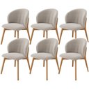 Ver imagem 1 de Kit 06 Cadeiras de Jantar e Estar Living Estofada Mia L02 Bouclê Creme - Lyam Decor