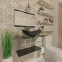 Ver imagem 1 de Gabinete de Vidro 80cm Ac Cuba Oval Preto