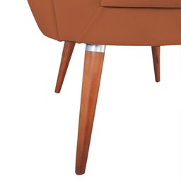 Poltrona Decorativa Pétala para Clínicas e Consultórios Base Madeira Maciça Estofado Linho Terracota - 4