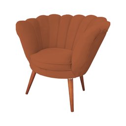 Poltrona Decorativa Pétala para Clínicas e Consultórios Base Madeira Maciça Estofado Linho Terracota - 3