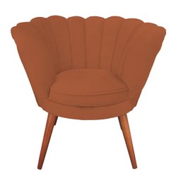 Poltrona Decorativa Pétala para Clínicas e Consultórios Base Madeira Maciça Estofado Linho Terracota - 2