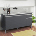 Ver imagem 1 de Balcão Gabinete de Pia para Cozinha sem Tampo 150cm Tatiane Cinza- Mabe Magazine