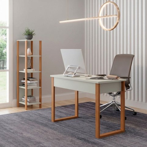 Kit Escritório Mesa e Estante Industrial 100% MDF Pradel
