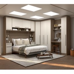 Guarda Roupa Dormitório Modulado Master Casal Queen 1,58 m Canto c/ Mesa Escrivaninha e Nicho - Luci - 1