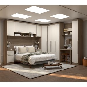 Guarda Roupa Dormitório Modulado Master Casal Queen 1,58 m Canto c/ Mesa Escrivaninha e Nicho - Luci