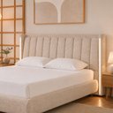 Ver imagem 5 de Cama Japonesa Casal Seo-Yeon com Cabeceira em LED Madeira Linho Bege Sallar Home