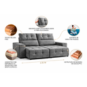 Ver imagem 3 de Sofá Supreme Retrátil Reclinável 3 Lugares 2,00m Cinza