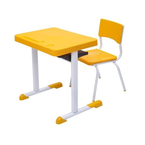 Kit Escolar Individual Amarelo Mesa e Cadeira Infantil 03 a 06 Anos