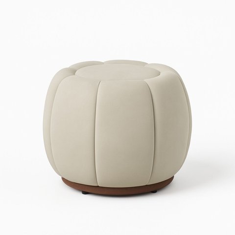 Puff Redondo Orgânico Moderno Confortável Claudia Sala Quarto Recpção Luxo Veludo Premium