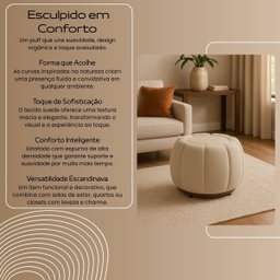 Puff Redondo Orgânico Moderno Confortável Claudia Sala Quarto Recpção Luxo Veludo Premium - 5