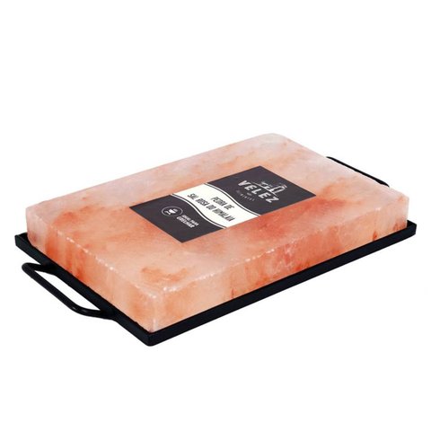 Pedra De Sal Rosa do Himalaia 30x20x4 cm com suporte de metal VELEZ