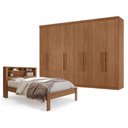 Ver imagem 1 de Guarda Roupa Casal 8 Portas 4 Gavetas Master New e Cama Casal Invicta Jatobá Acetinado - Santos