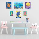 Ver imagem 2 de Kit 6 Quadros Quarto Infantil Tema Animais Marinhos:moldura Preta