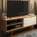 Ver imagem 2 de Rack para Tv 55 Pol 160 Cm 2 Portas R1482 Amendoa Marmore Branco Tecno Mobili