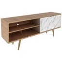 Ver imagem 1 de Rack para Tv 55 Pol 160 Cm 2 Portas R1482 Amendoa Marmore Branco Tecno Mobili