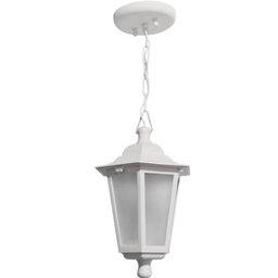 Pendente Colonial Externo Branco Luminária de Teto Lustre Clássico Lente Fosca Dital Grega - 1