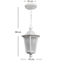 Pendente Colonial Externo Branco Luminária de Teto Lustre Clássico Lente Fosca Dital Grega - 4