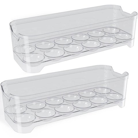Kit 2 Organizadores de Geladeira Porta Ovos 12un 28x10x7,5cm Cada Transparentes Plástico Uz