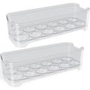 Ver imagem 1 de Kit 2 Organizadores de Geladeira Porta Ovos 12un 28x10x7,5cm Cada Transparentes Plástico Uz