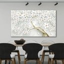 Ver imagem 2 de Quadro Decorativo Luxo para Sala Hall Floral Cerejeira Branco e Dourado em Canvas