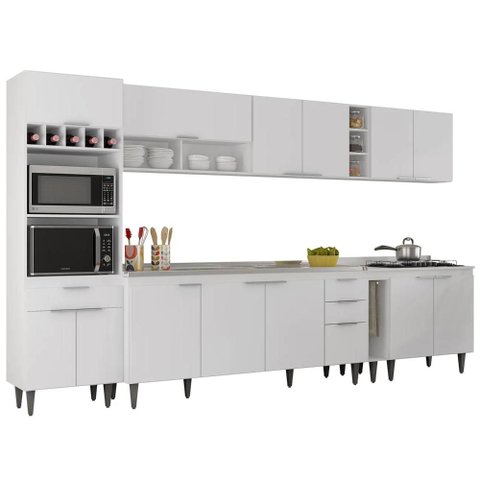 Armário de Cozinha CP07 com Pia 180cm Pérola Z34 Branco - Mpozenato