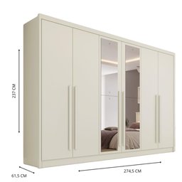 Guarda Roupa Valência 6 Portas 6 Gavetas Espelhado Mdf - Mademarcs - 4