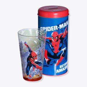 Kit Copo 500 ml com Cofre Homem Aranha - Mavel Marvel