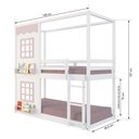 Ver imagem 3 de Beliche Montessoriano Infantil Casinha Reta com 02 Janelas Madeira Maciça Branco/Rosa Megamobilia