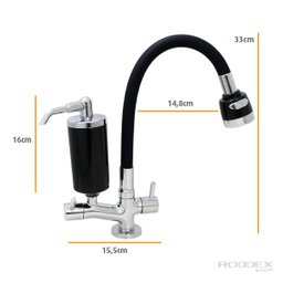 Torneira Com Filtro Cozinha Mesa Duplo Jato Gourmet Black - 5