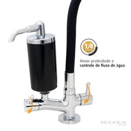 Torneira Com Filtro Cozinha Mesa Duplo Jato Gourmet Black - 3