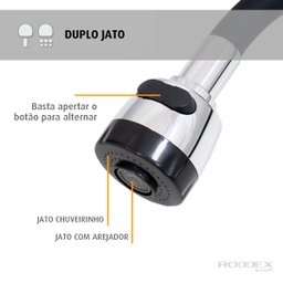 Torneira Com Filtro Cozinha Mesa Duplo Jato Gourmet Black - 4