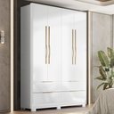 Ver imagem 1 de Guarda-Roupa Casal Domo 4 Portas 4 Gavetas Branco - Demobile