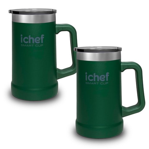 Duas Canecas Térmica para Chopp com Tampa Smart Cup Ichef 710 ml | Verde