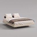 Ver imagem 5 de Cama Box Queen Osaka Flutuante Estilo Japonesa 158x198 Base Estofada Linho Bege - Desk Design
