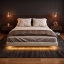 Ver mais imagens de Cama Box Queen Osaka Flutuante Estilo Japonesa 158x198 Base Estofada Linho Bege - Desk Design
