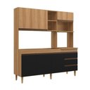Ver imagem 1 de Armário de Cozinha Compacta em Mdp Mel e Preto 1,95 X 1,85 M Splendore