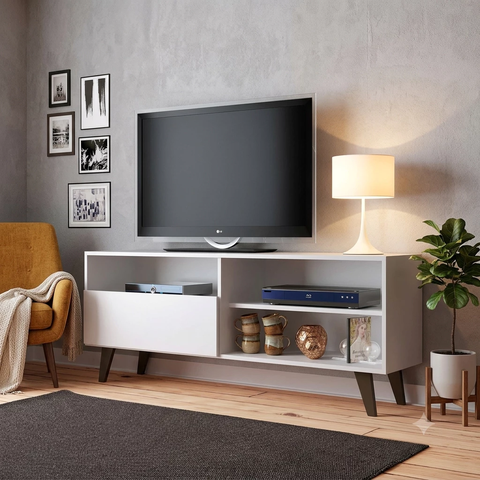 Rack para TV até 55 Polegadas Detroit 3 Nichos Branco - J Carvalho