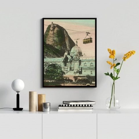 Quadro Fotografia Antiga Rio de Janeiro- Pão de Açucar 33x24cm:madeira Preta