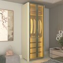 Ver imagem 1 de Guarda-Roupa Modulado Lúmine 2 Portas 4 Gavetas com Vidro e LED 100% MDF Off White - Pnr Móveis