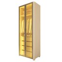 Ver imagem 2 de Guarda-Roupa Modulado Lúmine 2 Portas 4 Gavetas com Vidro e LED 100% MDF Off White - Pnr Móveis
