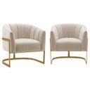Ver imagem 1 de Kit 2 Poltronas Decorativas Sala de Estar Recepção Mavie Base de Ferro Dourado Bouclé - Amarena Móve