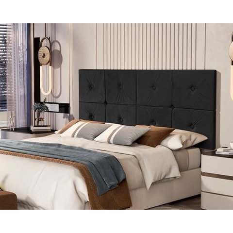 Painel de Cama Box Botão Casal 1,40 Elegance Cor Preto - Comprar Moveis em Casa