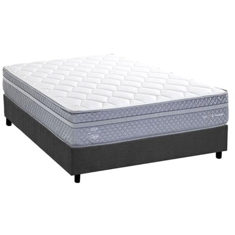 Conjunto Box Casal: Colchão Molas Herval Maxspring C1780 + Base Crc Suede Gray (138x188)