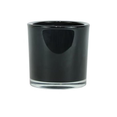 Vaso de Vidro Polones Cilindrico Preto 14cm