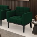 Ver imagem 2 de Poltrona para Sala Base Madeira Fixa Preto Elisa Bouclê Verde D03 - D'Rossi
