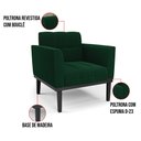 Ver imagem 3 de Poltrona para Sala Base Madeira Fixa Preto Elisa Bouclê Verde D03 - D'Rossi