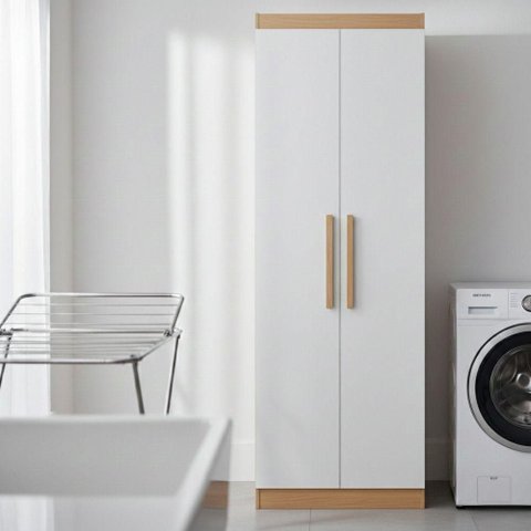 Multiuso Lavanderia Lirio Mdf 2 Portas e 4 Prateleiras Naturalle/off White