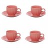 Jogo 4 Xícaras com Pires para Café Cha 150ml Bella Rosa - 1