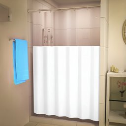 Cortina de Box Banheiro Pvc com Visor Liso 138x198cm:branco - 6